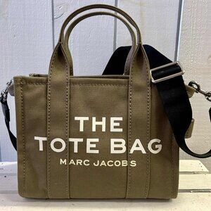 Marc Jacobs Cotton Canvas Small The Traveler Tote Bag Slate Green